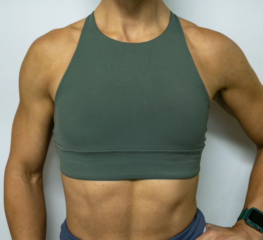 High Neck Nova Sports Bra- Olive