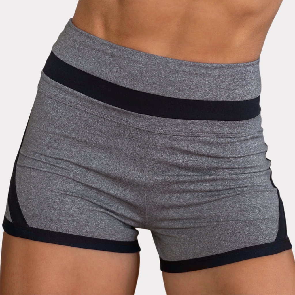 High Waisted Retro Shorts-Charcoal