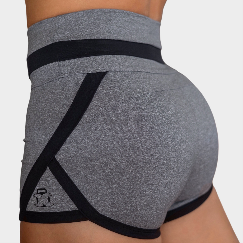 High Waisted Retro Shorts-Charcoal