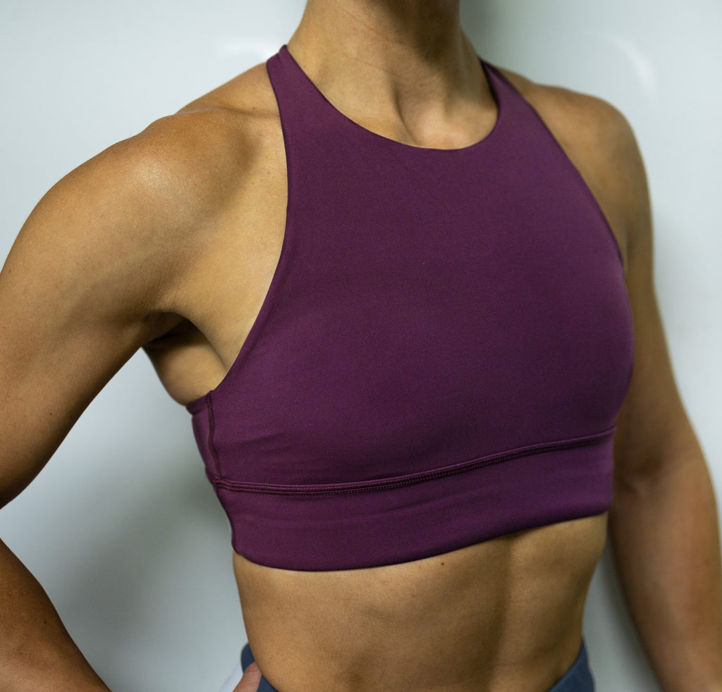High Neck Nova Sports Bra- Burgundy