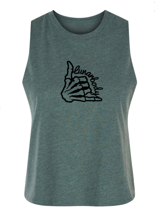 Women's Shaka Crop Tank- Forest