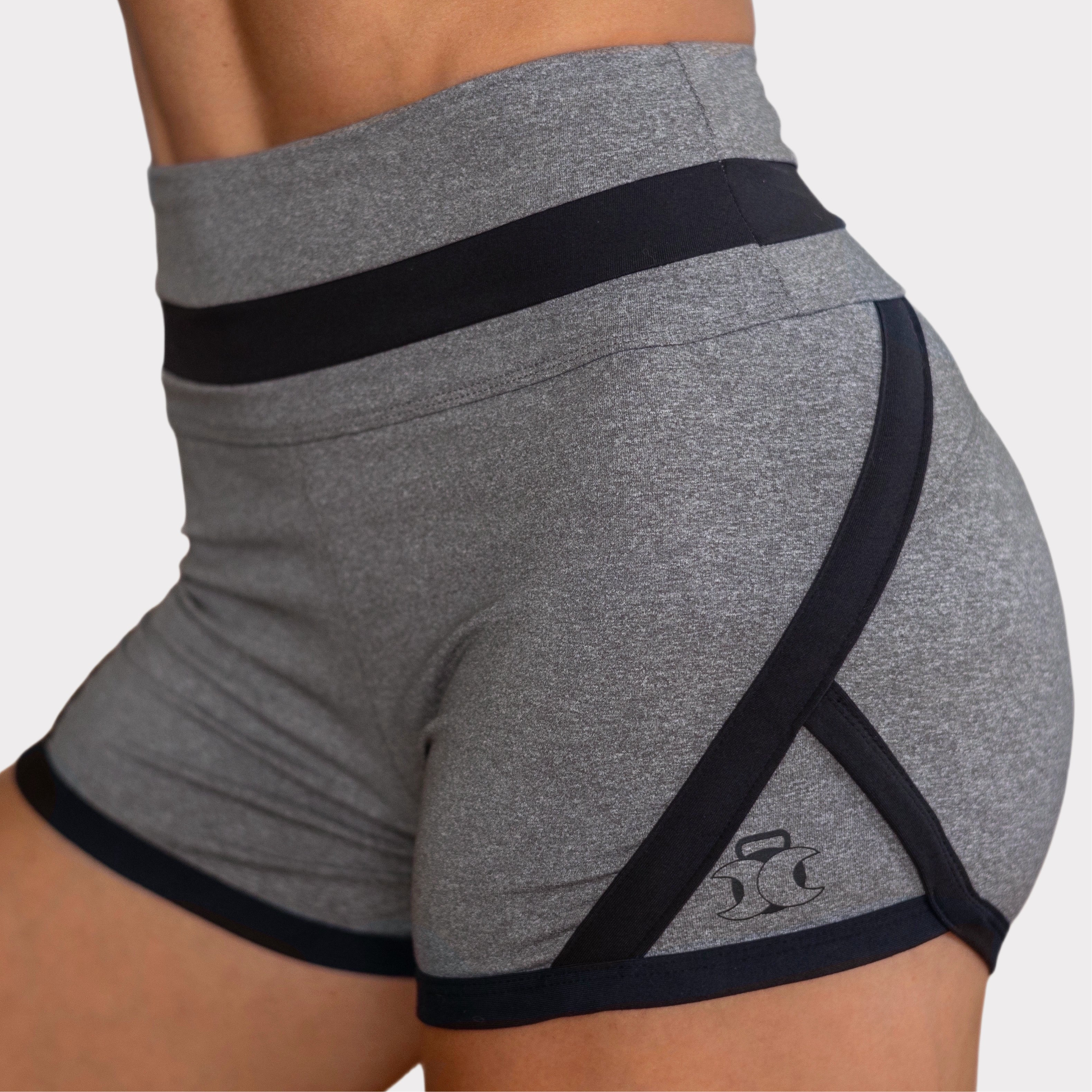 High Waisted Retro Shorts-Charcoal