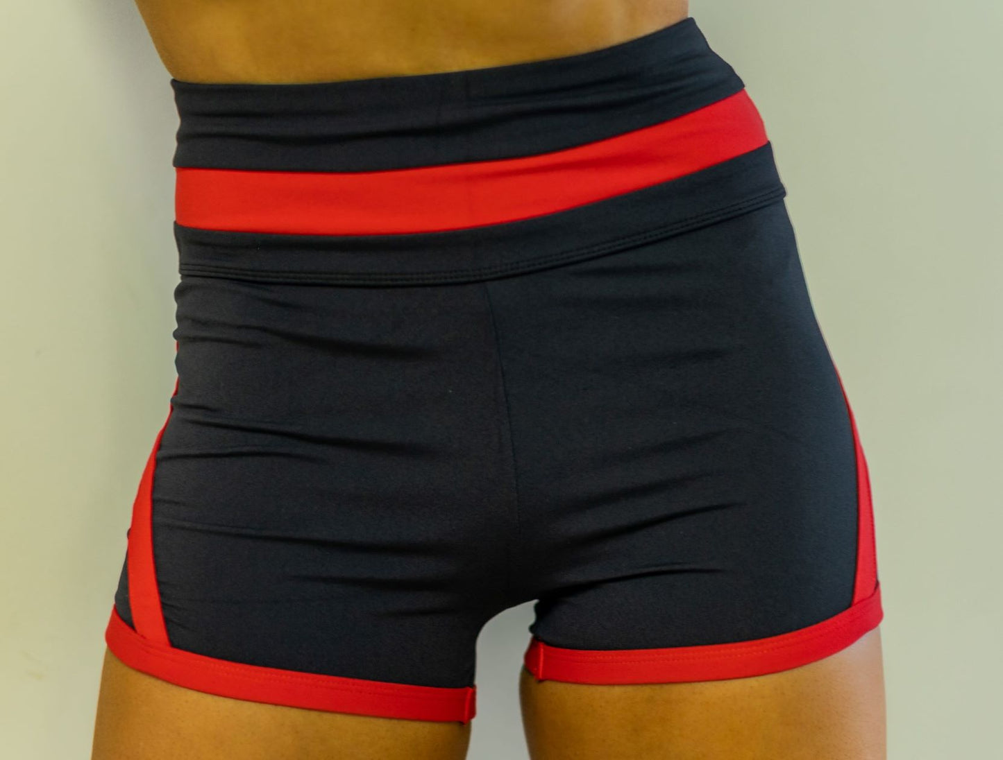 High Waisted Retro Shorts- Black & Red