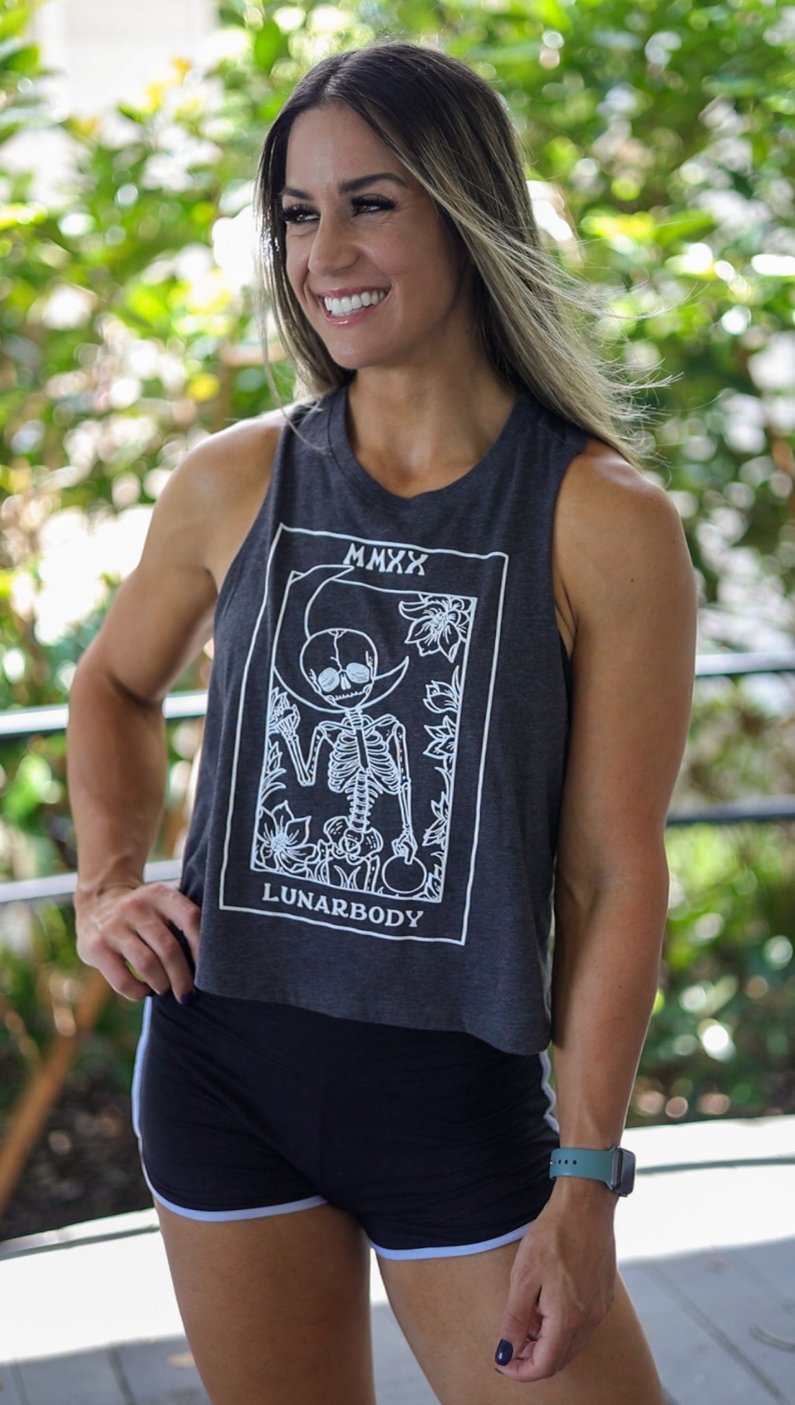 Women's Tarot Crop Tank- Charcoal