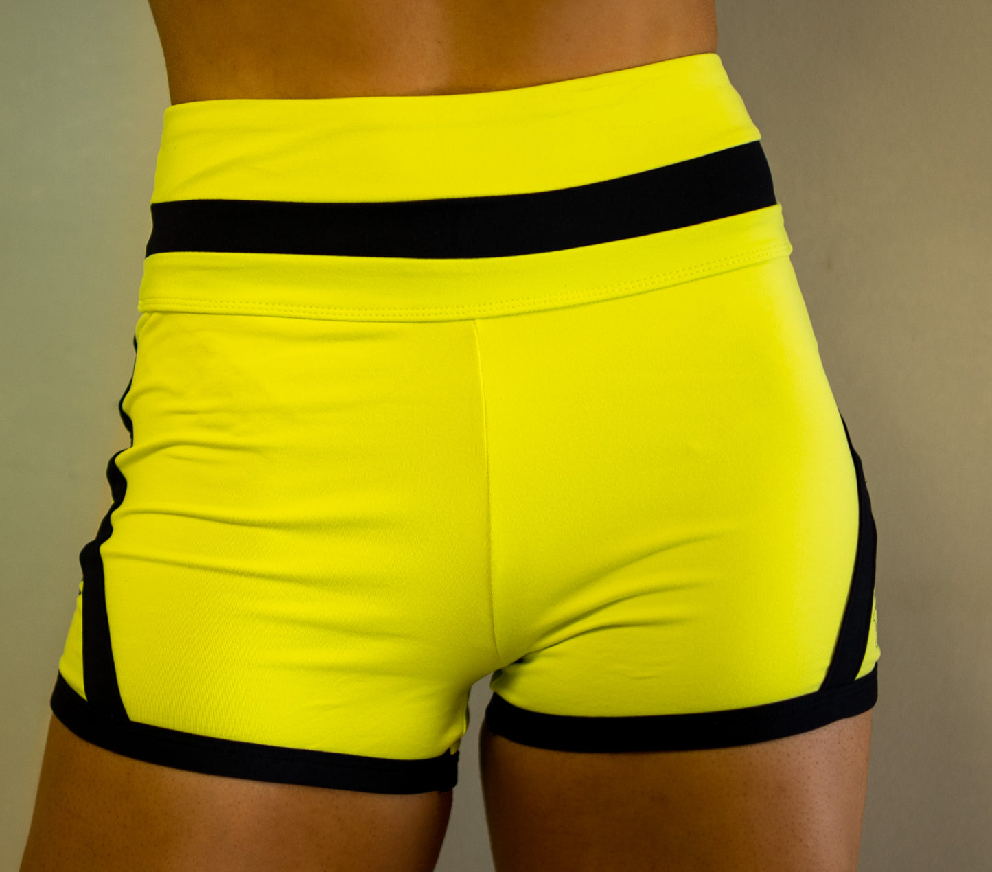 High Waisted Retro Shorts- Lemon Lime