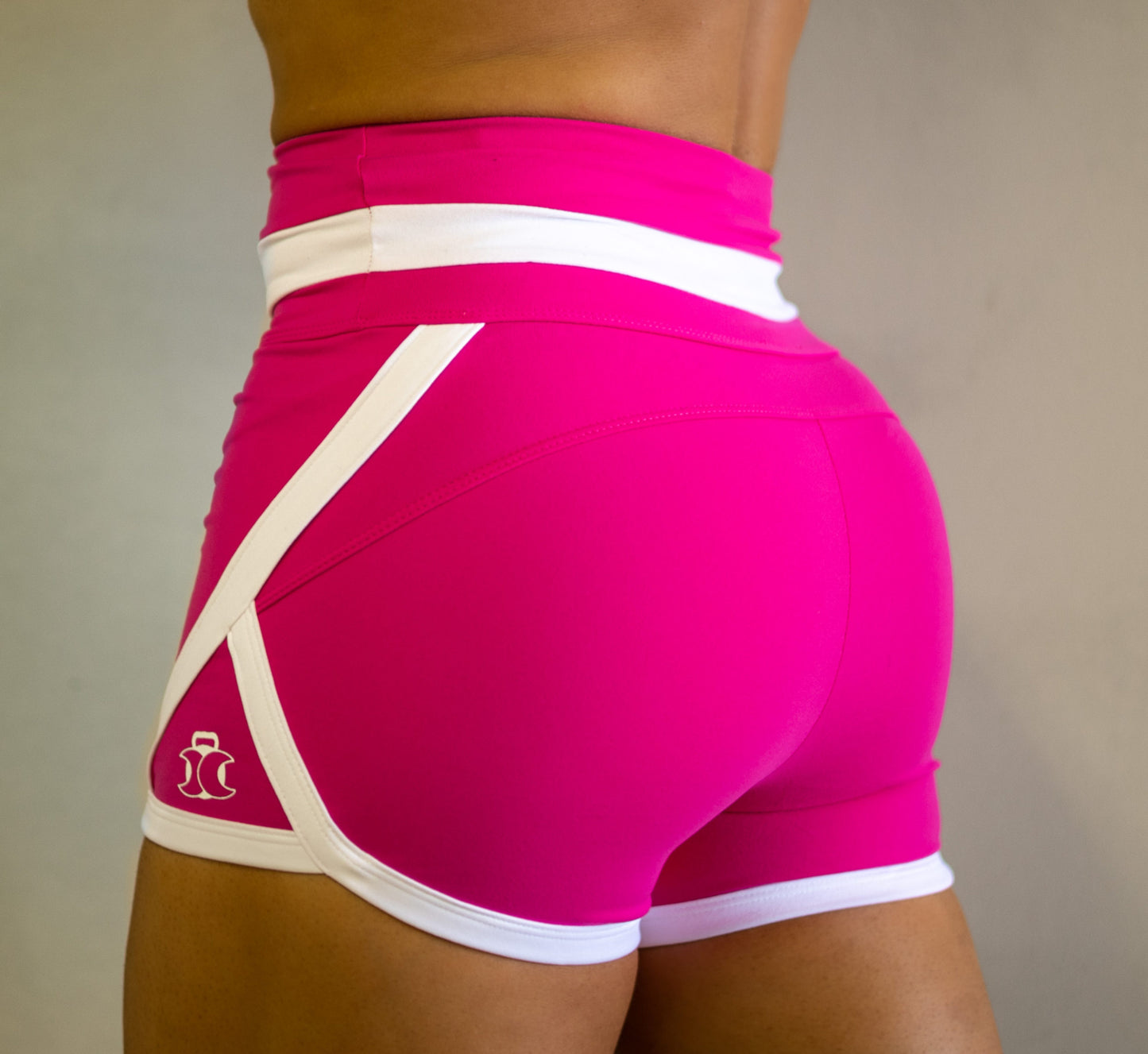 High Waisted Retro Shorts- Hot Pink