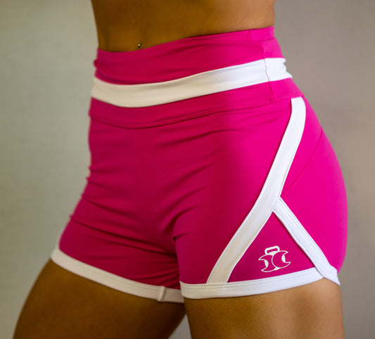 High Waisted Retro Shorts- Hot Pink