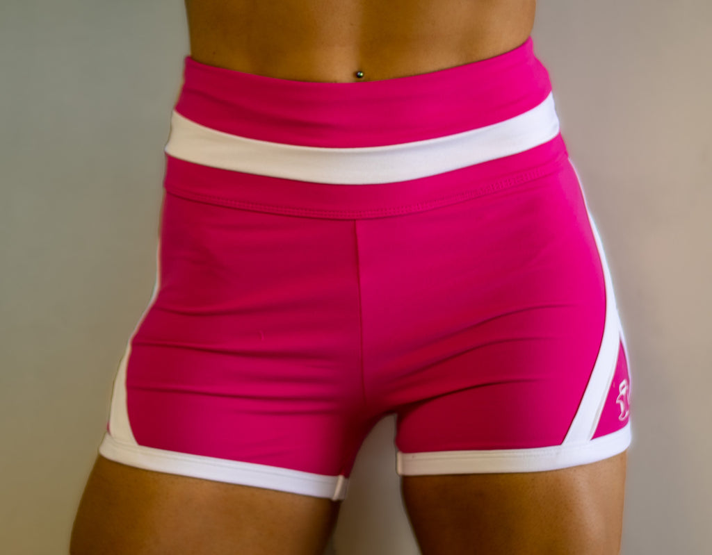 High Waisted Retro Shorts- Hot Pink
