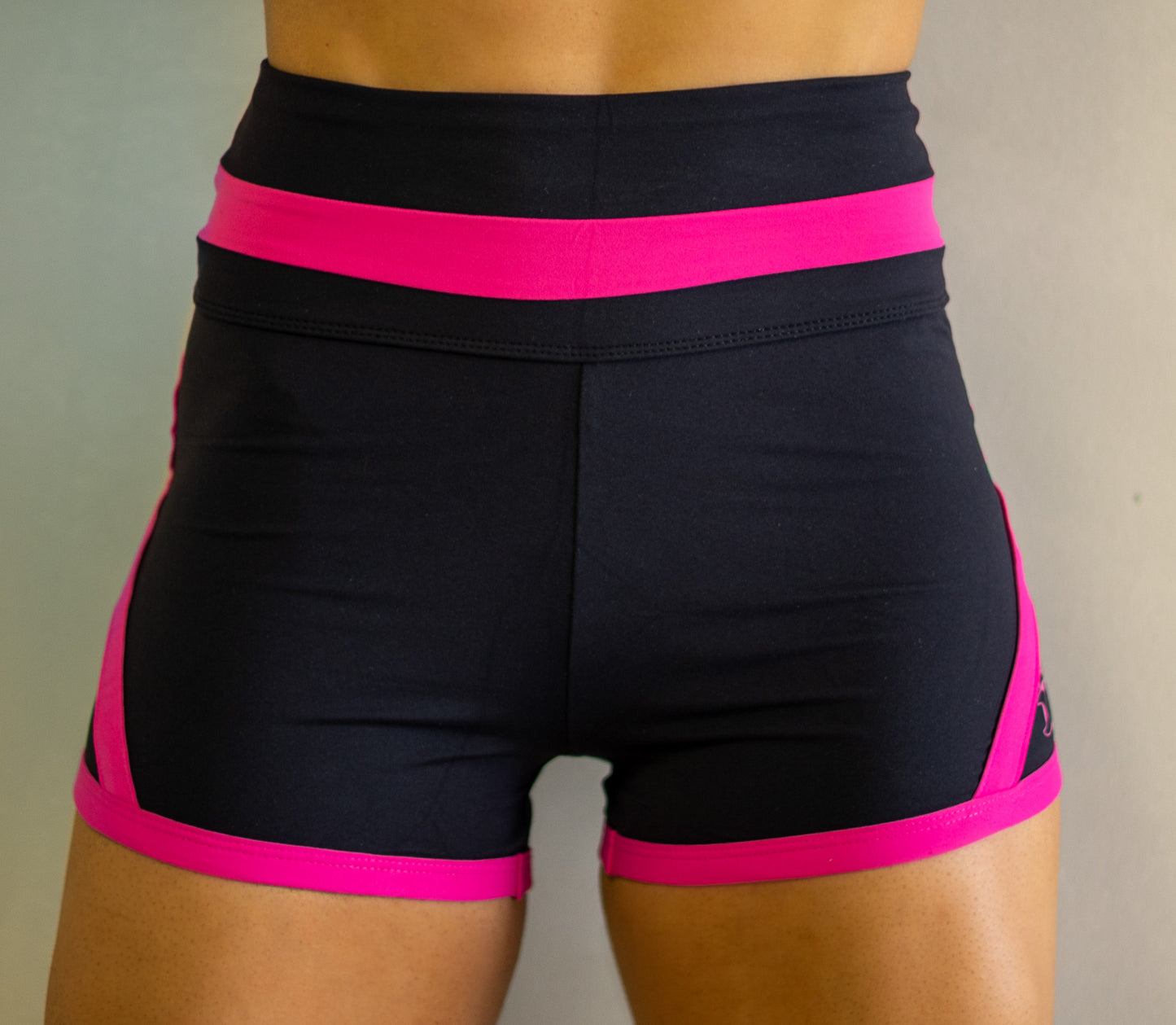 High Waisted Retro Shorts- Black & Pink