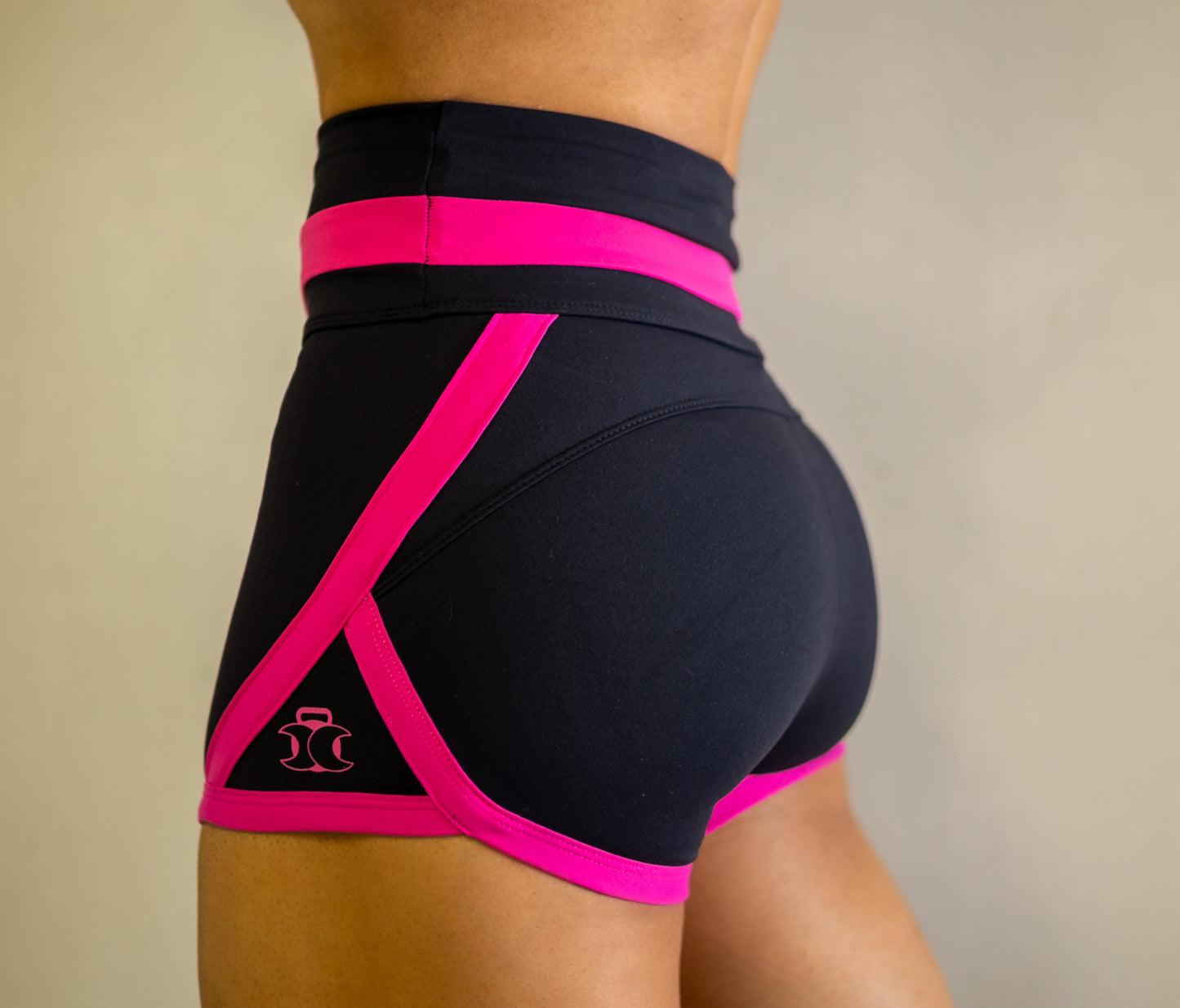 High Waisted Retro Shorts- Black & Pink