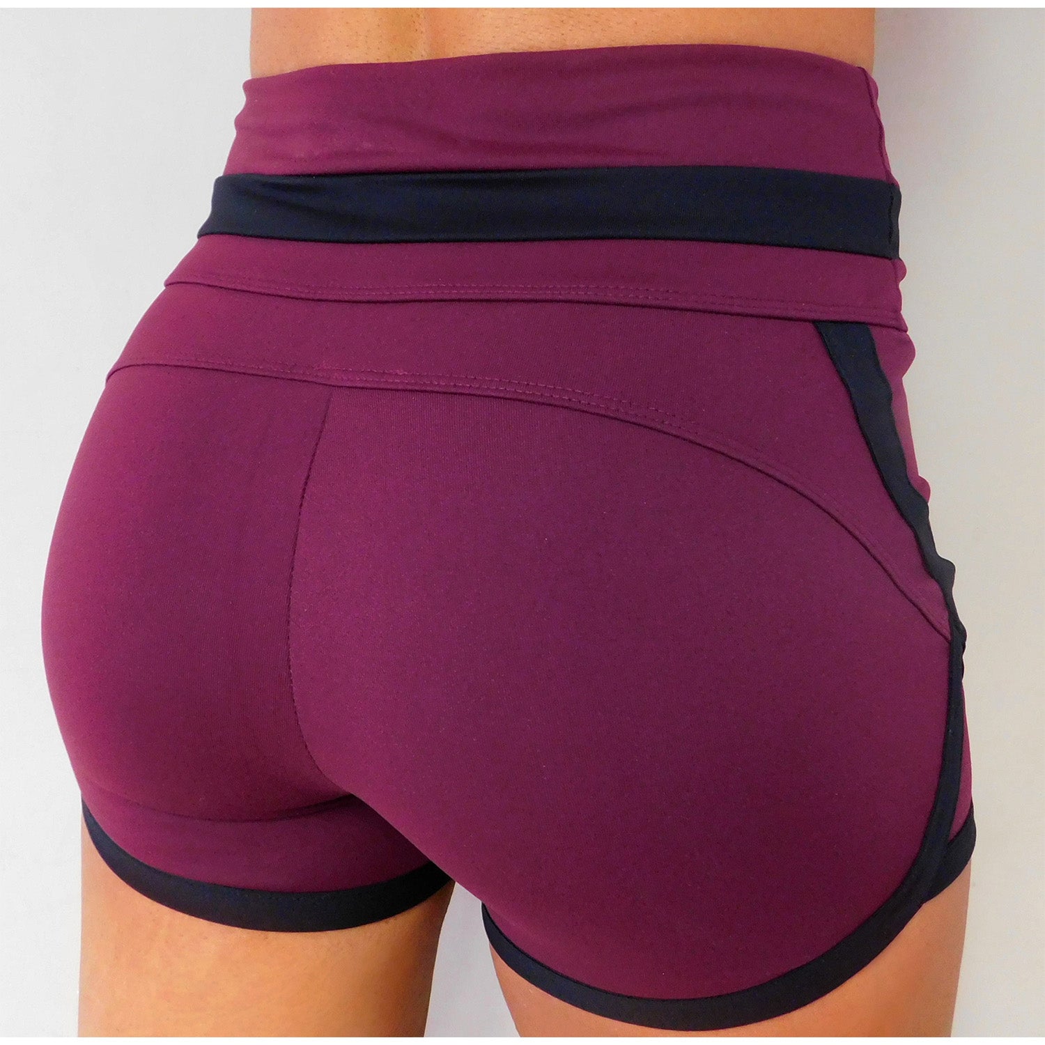 High Waisted Retro Shorts- Burgundy
