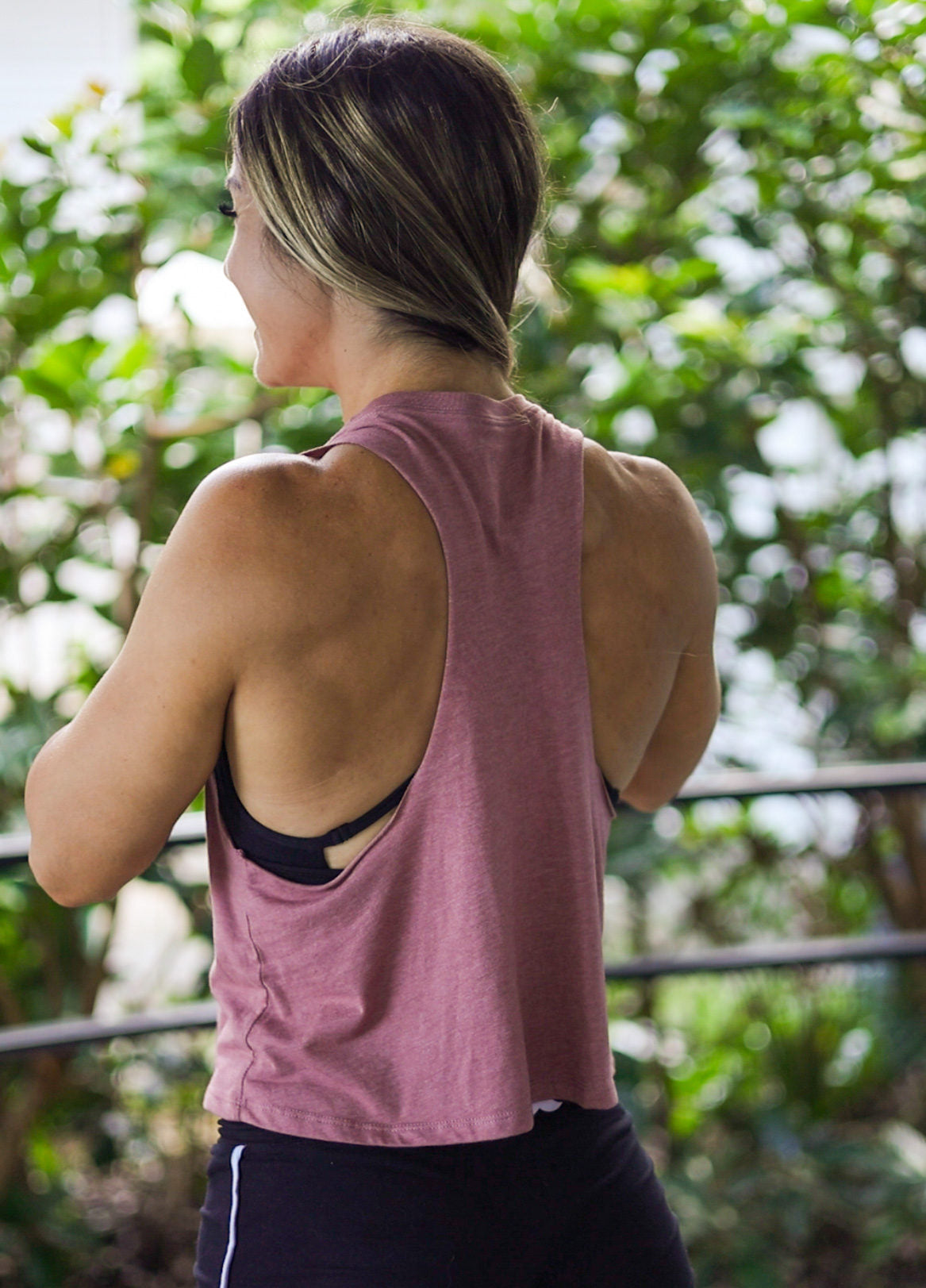 Women's Moon Crop Tank- Rose