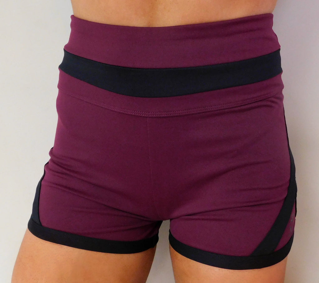 High Waisted Retro Shorts- Burgundy