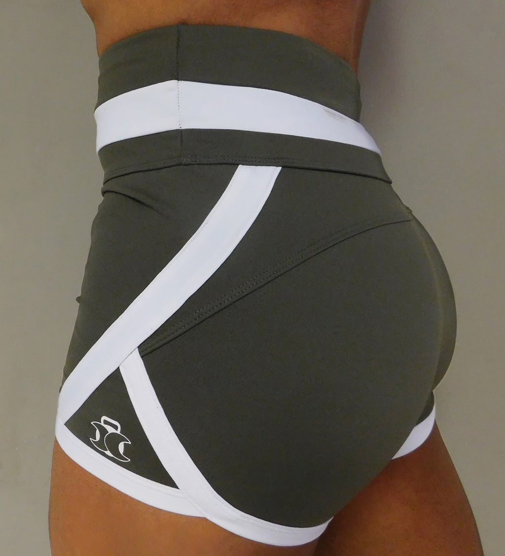 High Waisted Retro Shorts- Olive