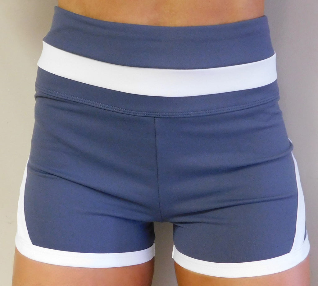 High Waisted Retro Shorts- Slate