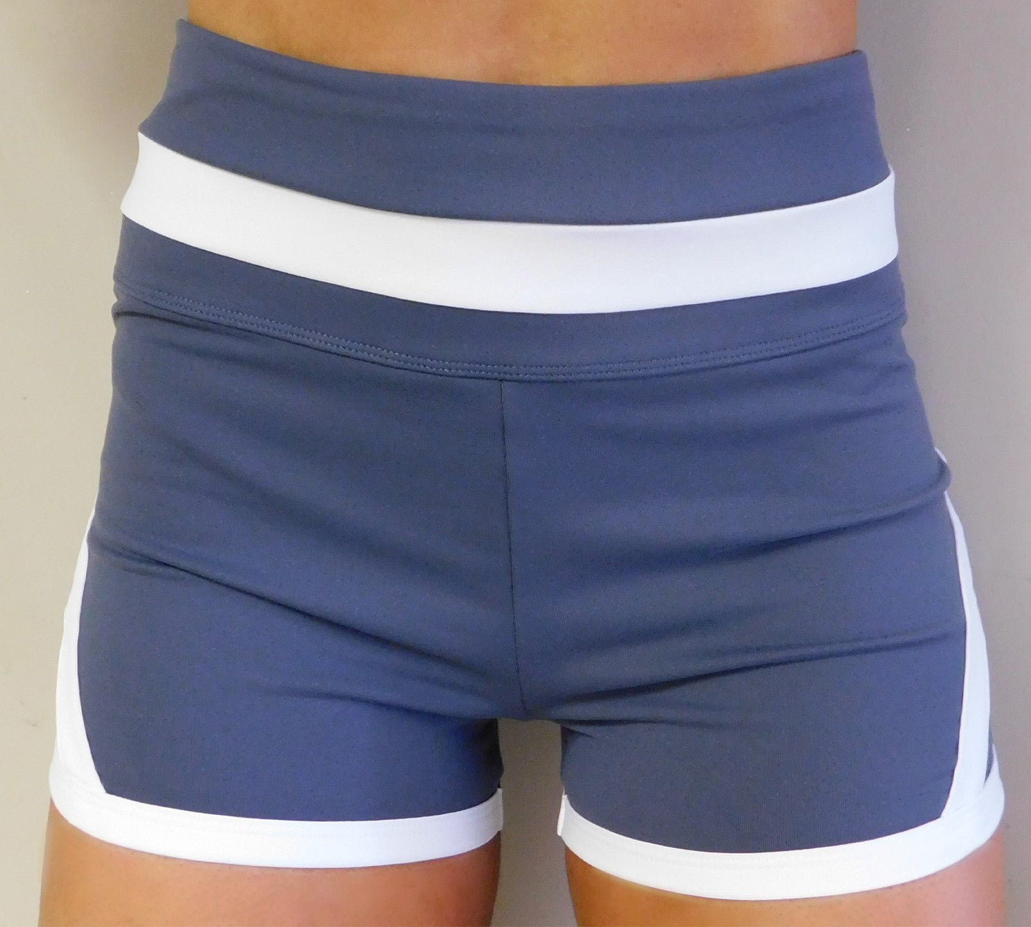 High Waisted Retro Shorts- Slate